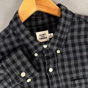 Flint Tinder Shirt Small Grey Black Gingham Flannel Huckberry Minimalist Outdoor
